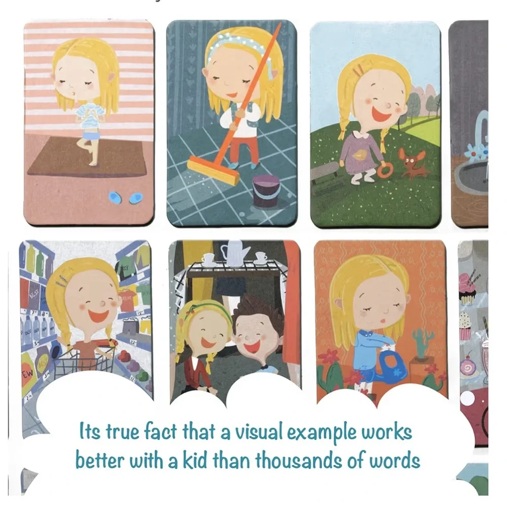 ••NEW OKID Magnetic Picture Cards Kids Visual Schedule Daily Routines Girls